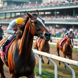 Wimbledon Hawkeye winning the Nashville Derby at Kentucky Downs