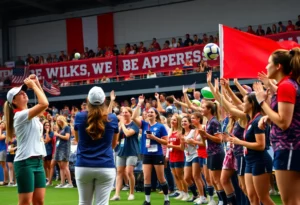Fans enjoying various WKU Athletics events under bright colors and banners.