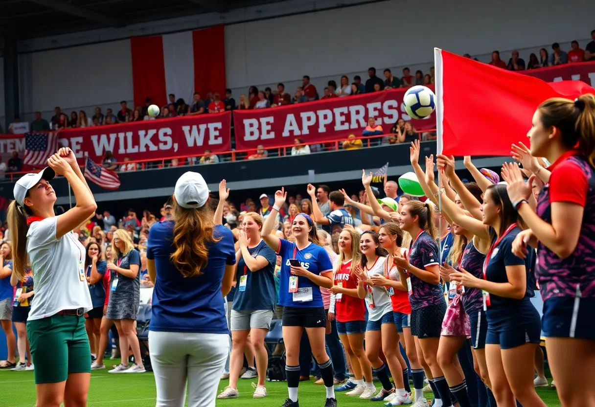Fans enjoying various WKU Athletics events under bright colors and banners.