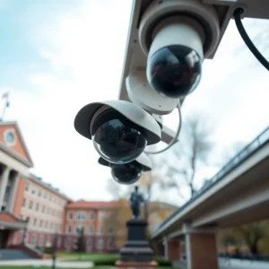 Footage showing security cameras on WKU campus landmarks