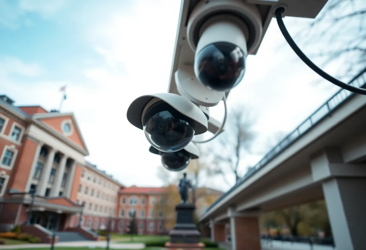 Footage showing security cameras on WKU campus landmarks
