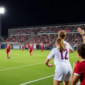 Fans cheering during a WKU Soccer game at the WKU Soccer Complex
