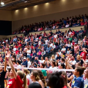 Fans cheering at the WKU Volleyball Alyssa Cavanaugh Classic