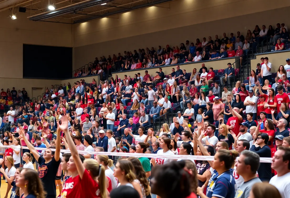 Fans cheering at the WKU Volleyball Alyssa Cavanaugh Classic