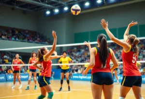 WKU Volleyball players competing against Jacksonville State