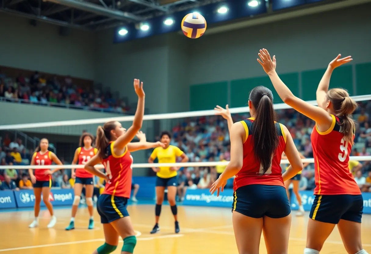 WKU Volleyball players competing against Jacksonville State