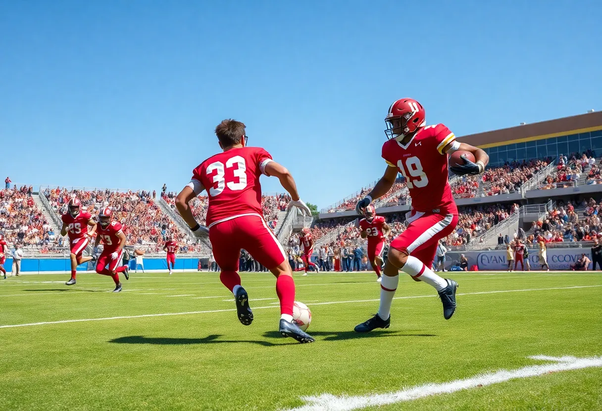 WKU football players in action against North Alabama
