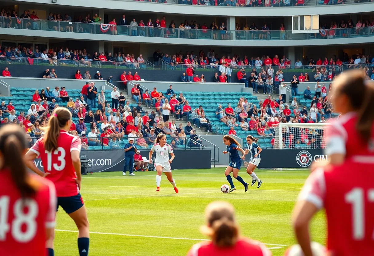 WKU women's soccer players competing against UAB