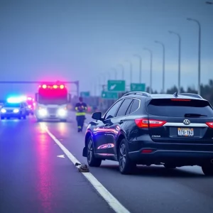 Emergency responders at the scene of a crash on the highway