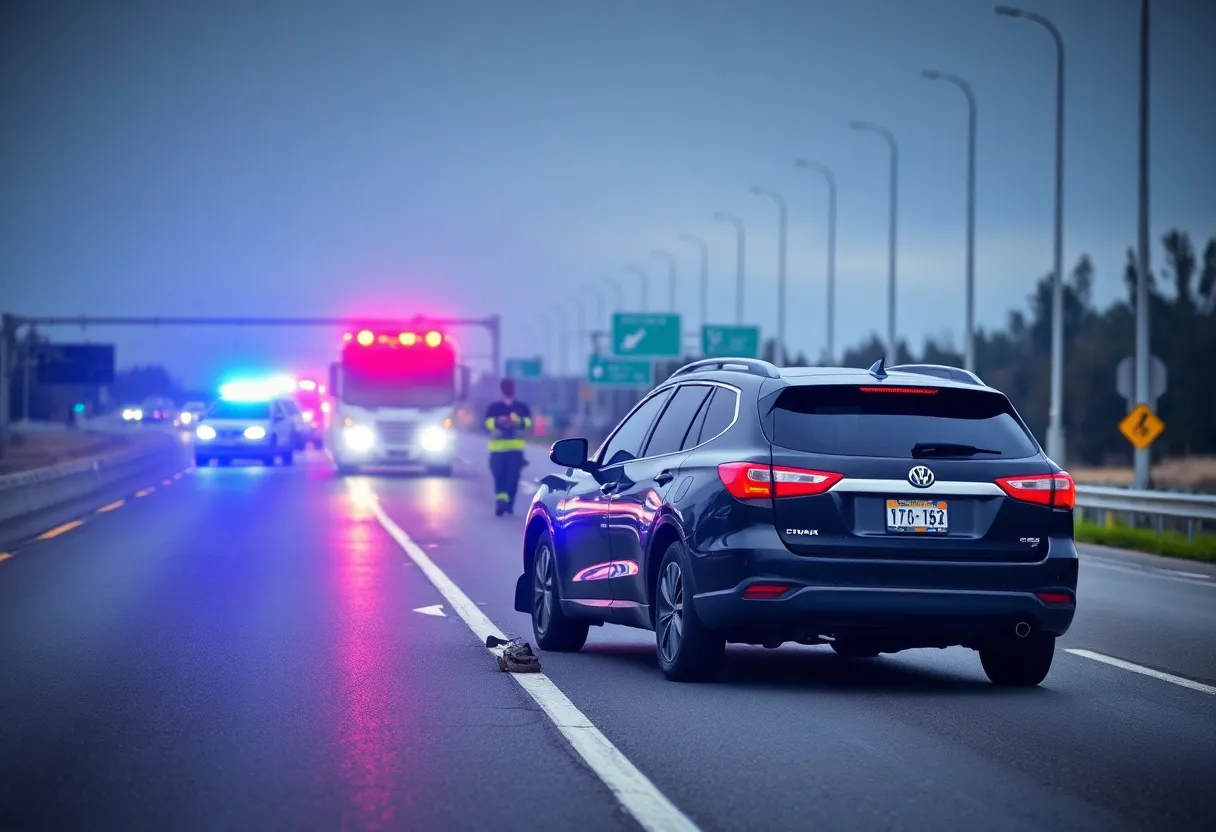 Emergency responders at the scene of a crash on the highway