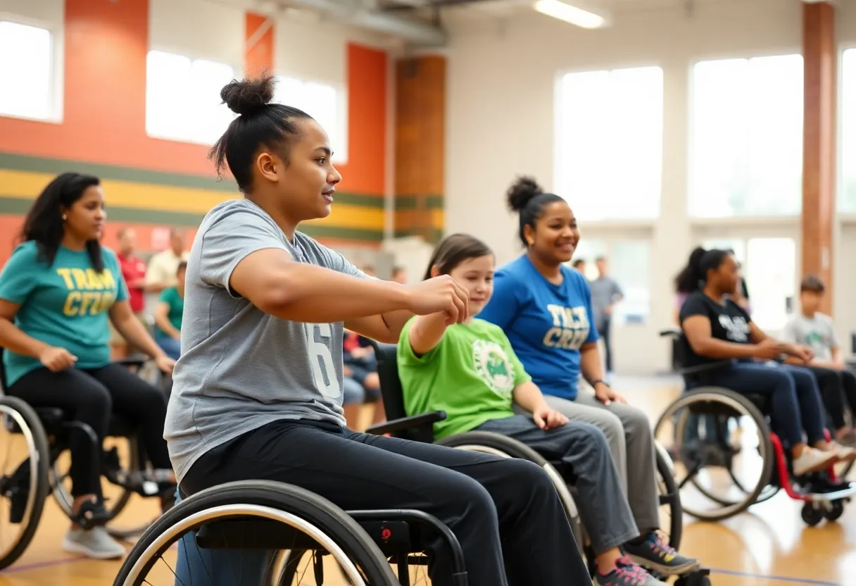 Community members participating in adaptive sports at the showcase