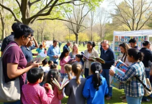 Children reading at a book drive event in Bowling Green