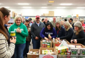Community members participating in the food drive at Menards in Bowling Green