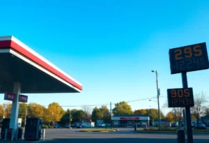 Gas station in Bowling Green, KY displaying current fuel prices.