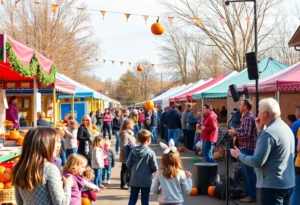 Crowd enjoying the Bowling Green Harvest Festival with vendors and activities