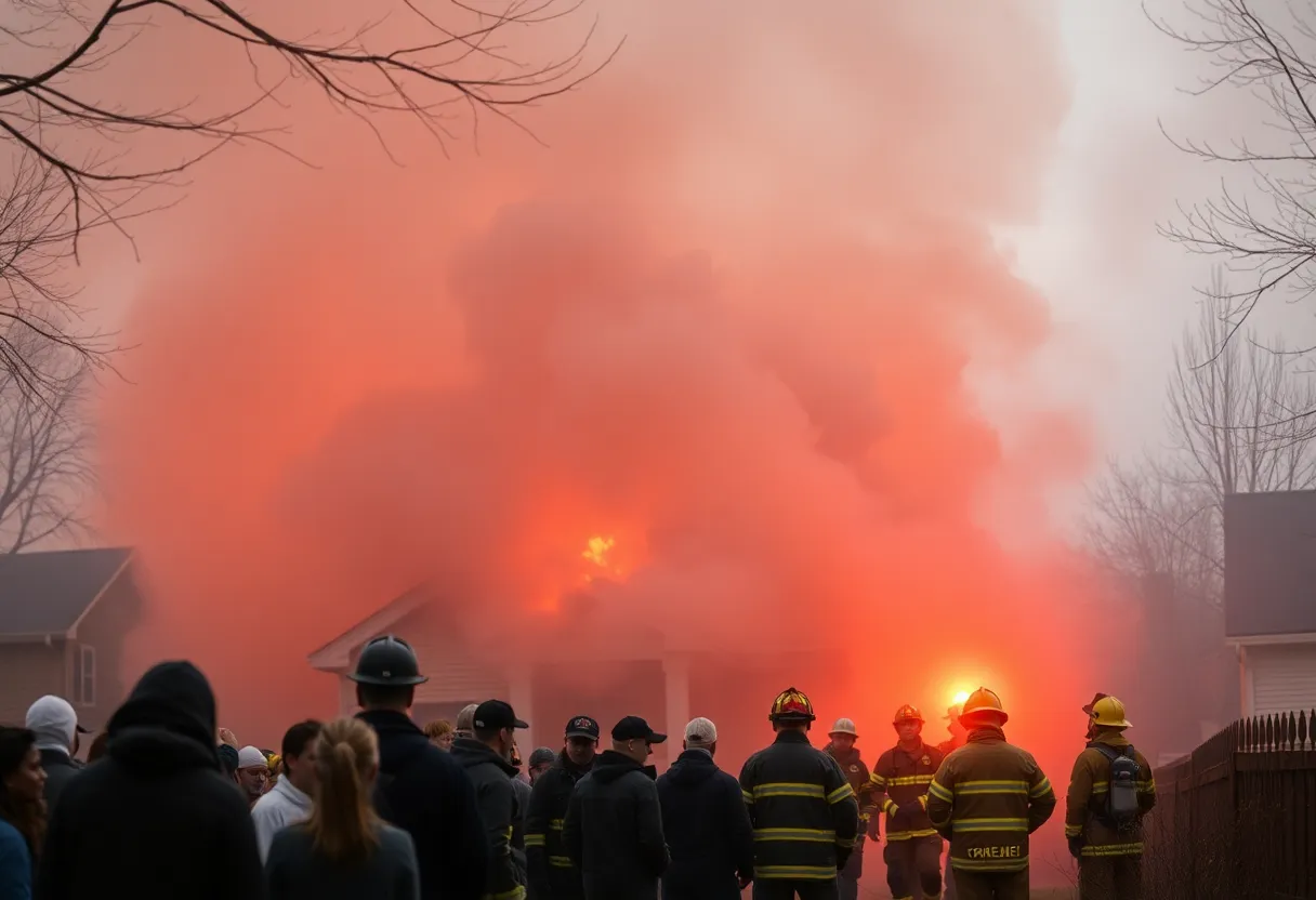 Firefighters responding to a house fire in Bowling Green, Kentucky