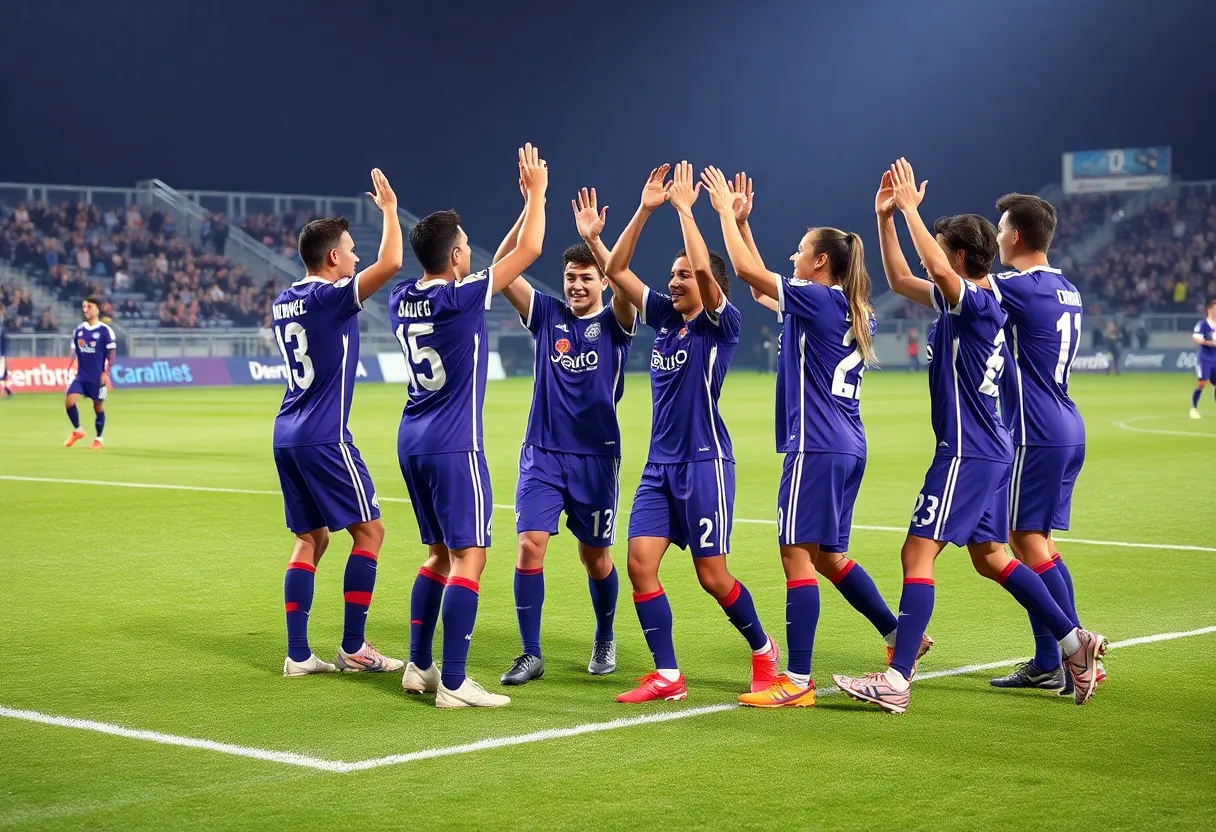 Bowling Green soccer team celebrating their Region 4 Championship victory