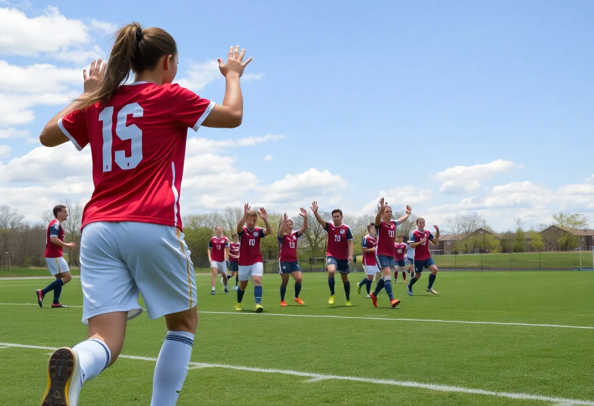 Bowling Green girls soccer team celebrating their championship win