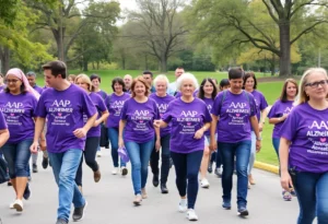 Participants walking in the Walk to End Alzheimer's event in Bowling Green.
