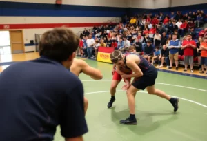 Wrestlers competing at a local tournament in Bowling Green.