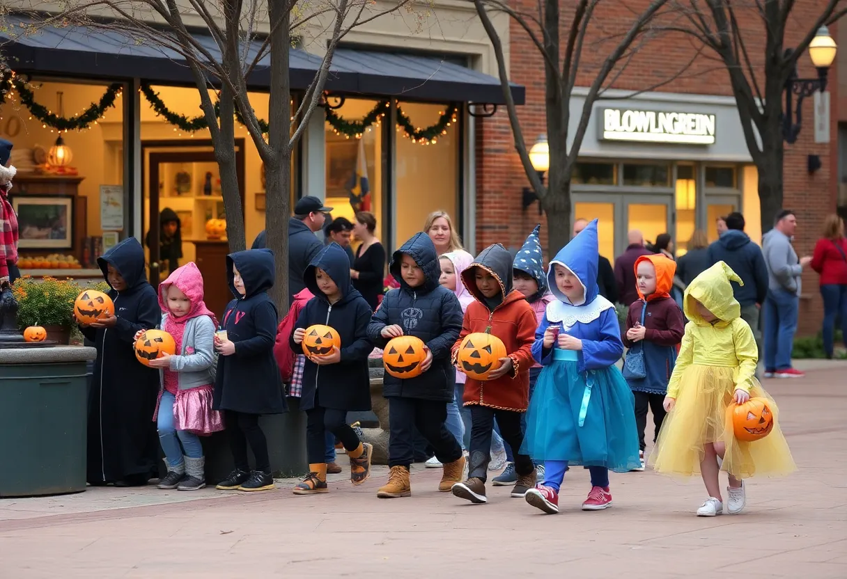 Children in costumes trick-or-treating in Bowling Green