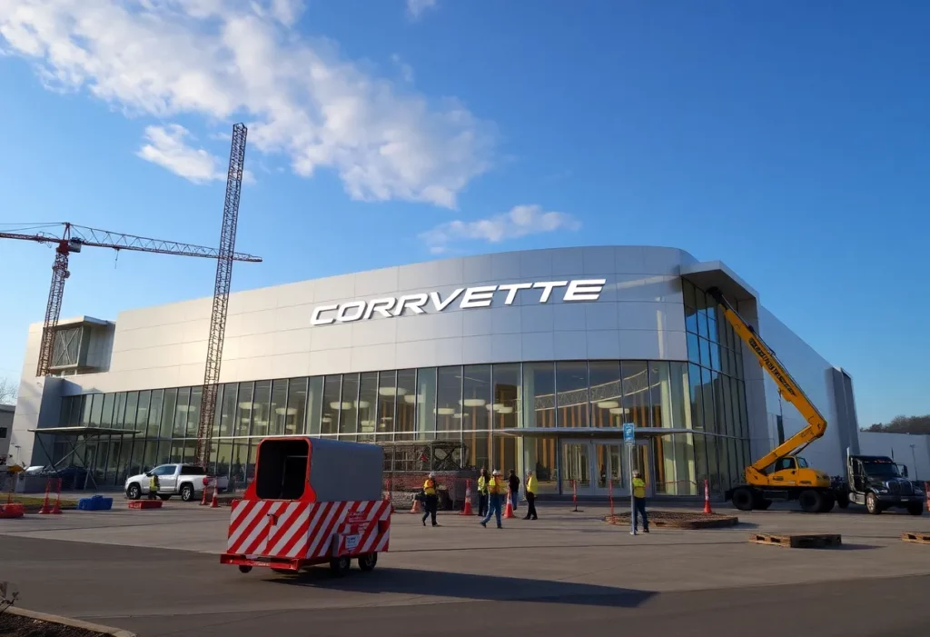 Construction at the National Corvette Museum for its new expansion