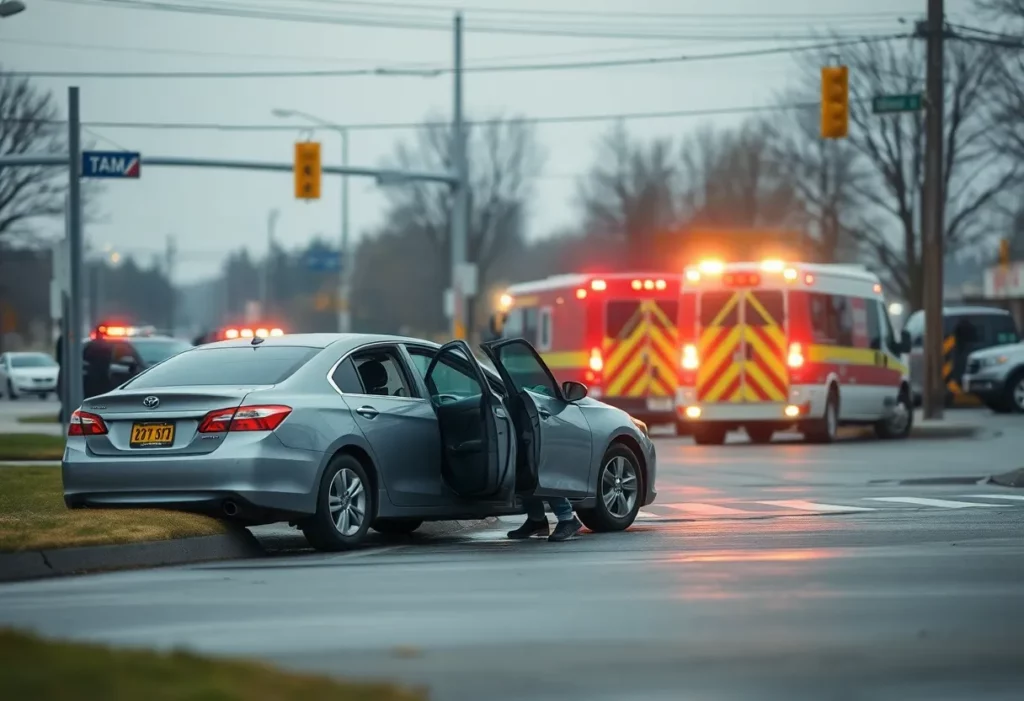 Crash site at intersection in Glasgow, Kentucky