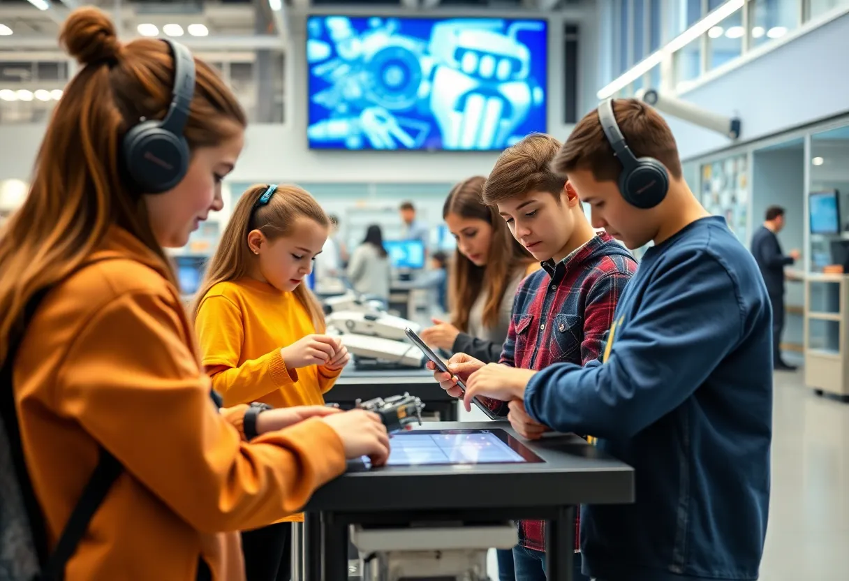 Students learning about robotics and automation at the IMPACT Center
