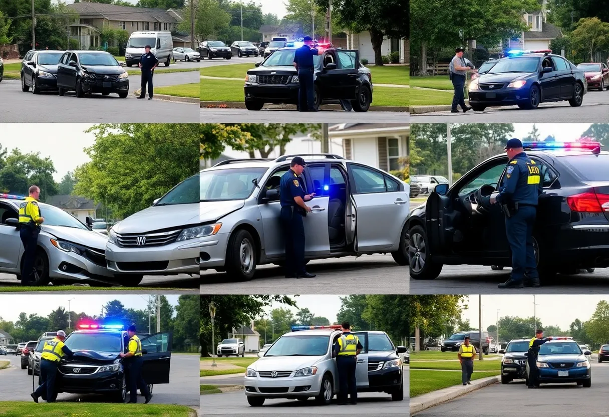 Collage of car crashes and law enforcement at the scene