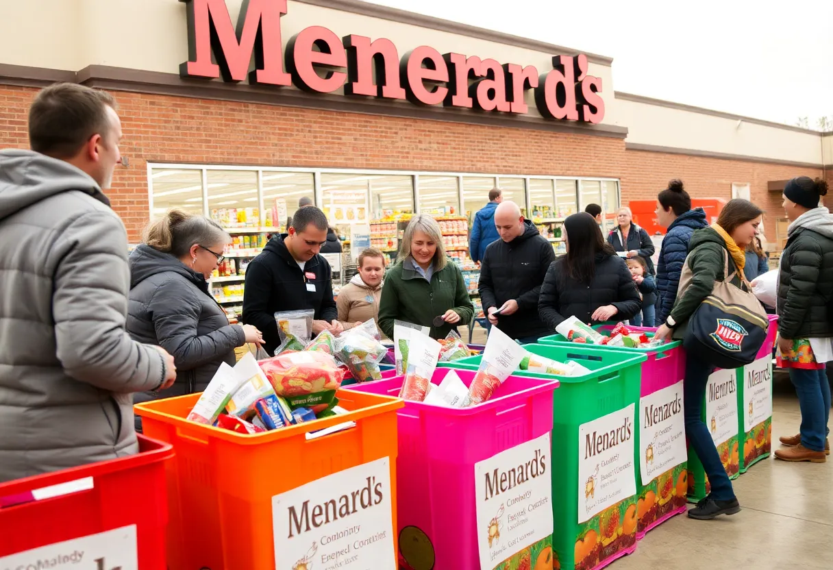 Shoppers participating in a food drive at Menard's in Bowling Green