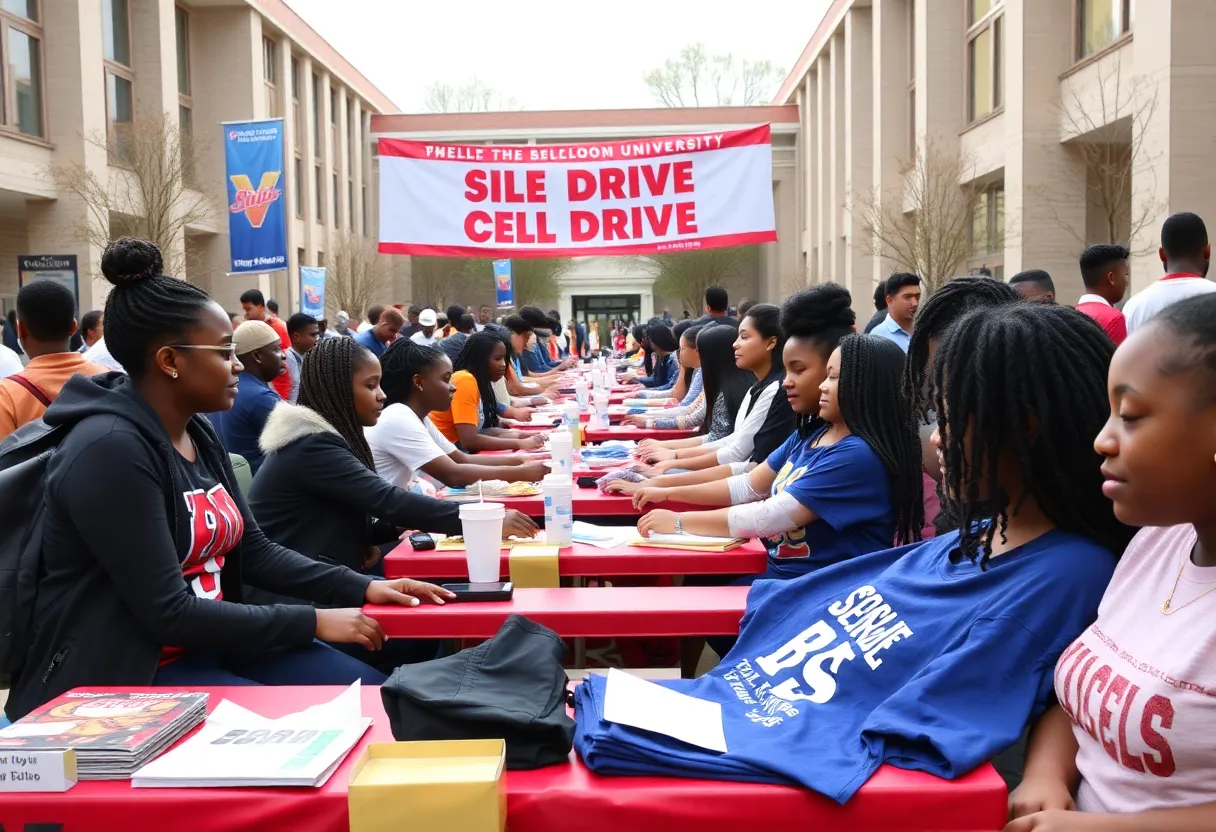 Students attending the MTSU blood drive, donating blood and enjoying incentives.
