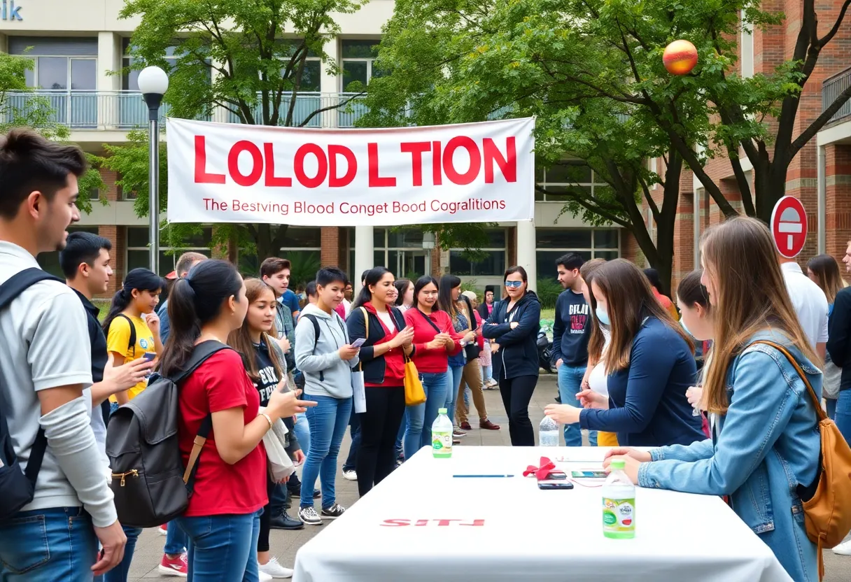 Students participating in MTSU blood drive