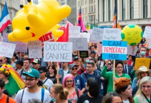 Crowd of diverse protesters at No Kings rally in Kentucky
