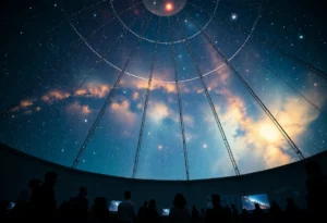 Visitors attending a planetarium show in Bowling Green.