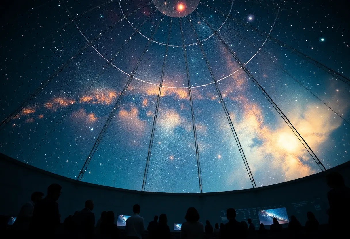 Visitors attending a planetarium show in Bowling Green.