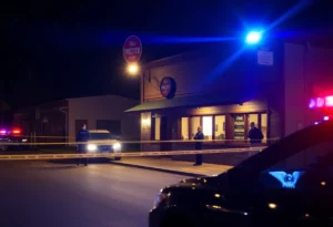 Police lights at a bar crime scene