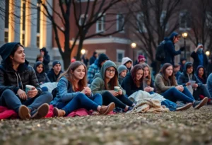 College students gathered for a sleep out event to raise awareness about homelessness.
