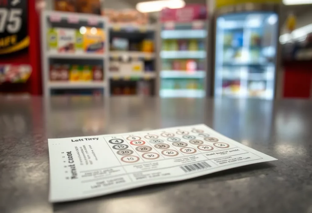 Close-up of an unclaimed lottery ticket from Bowling Green, KY