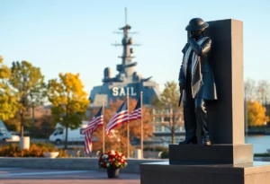 Memorial statue honoring the sailors of the USS Cole