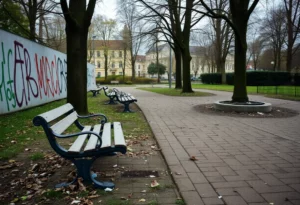 Graffiti and damage at Roland Bland Park