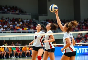 Western Kentucky women's volleyball team celebrating a victory