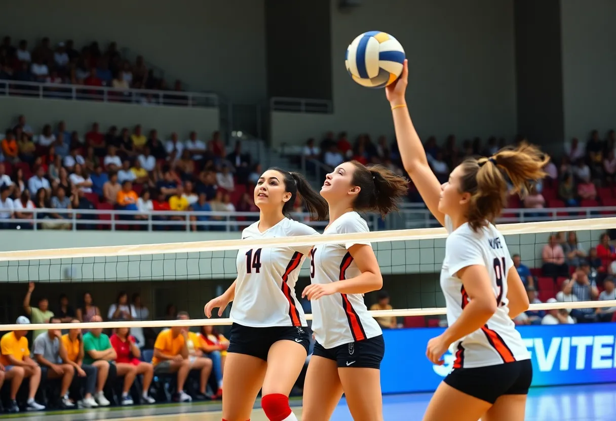 Western Kentucky women's volleyball team celebrating a victory