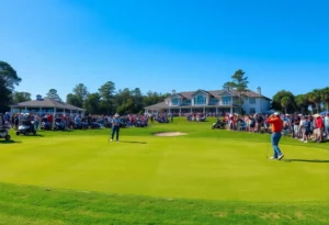 Players competing in a collegiate golf tournament at Western Kentucky University.