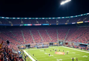 Crowd at WKU vs FIU game with concert scene.