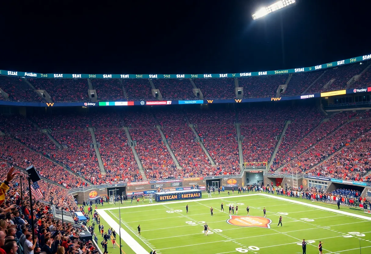 Crowd at WKU vs FIU game with concert scene.