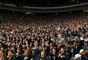WKU football fans wearing black at the Black Out game