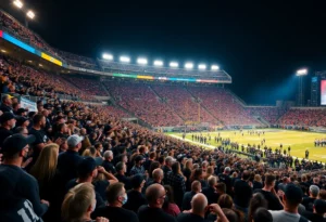 Stadium filled with fans in black for WKU football game