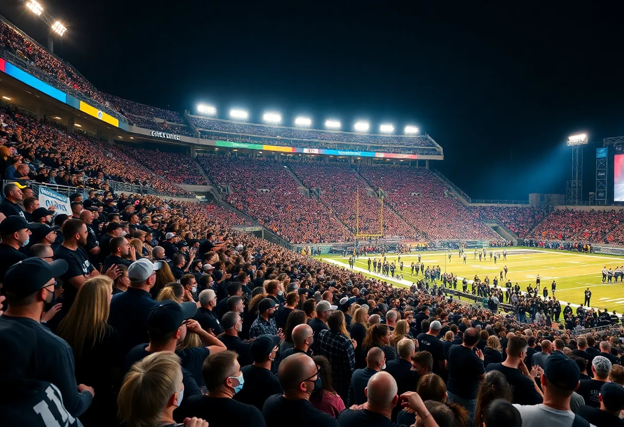 Stadium filled with fans in black for WKU football game