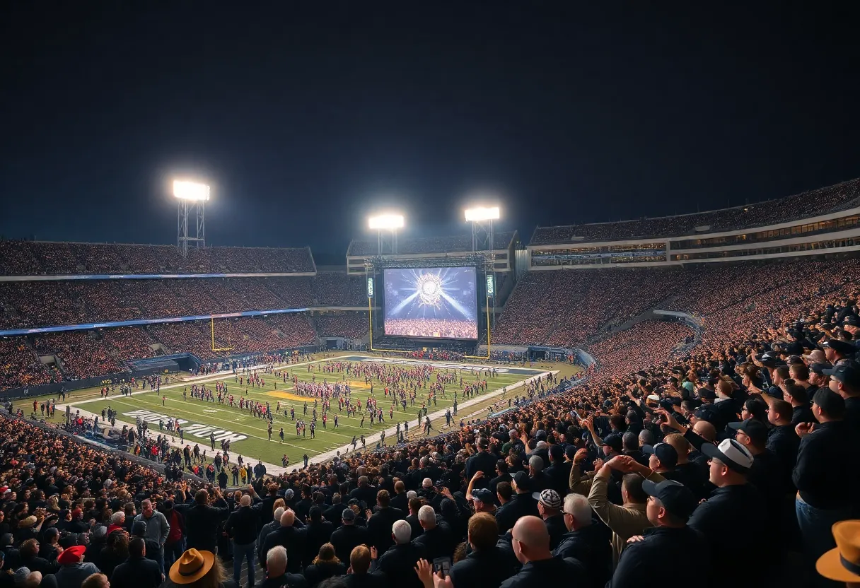 WKU football fans in a black out game.