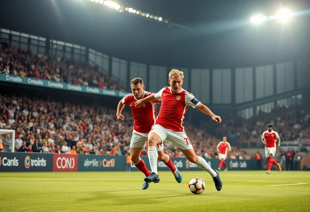 WKU soccer team celebrating victory after scoring a goal.
